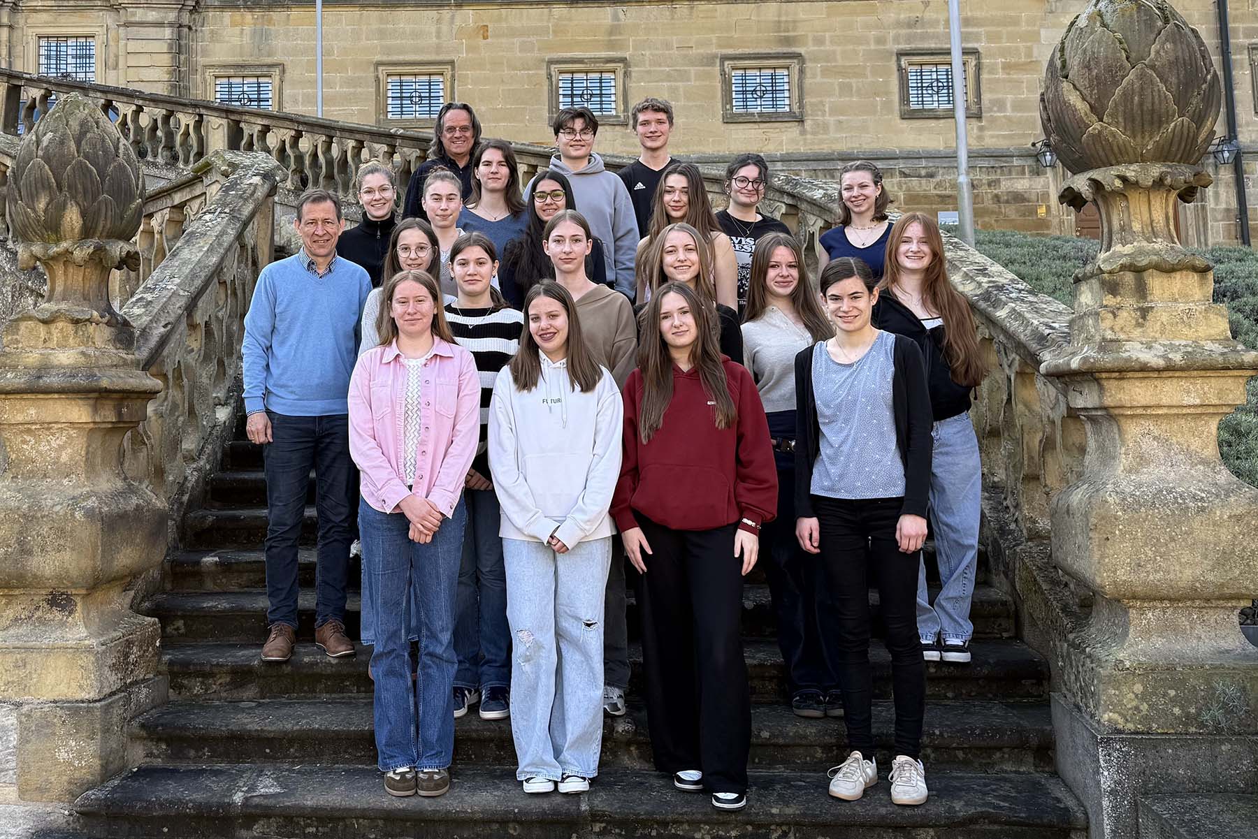 Gruppefoto der Redaktion vor dem Kloster Banz